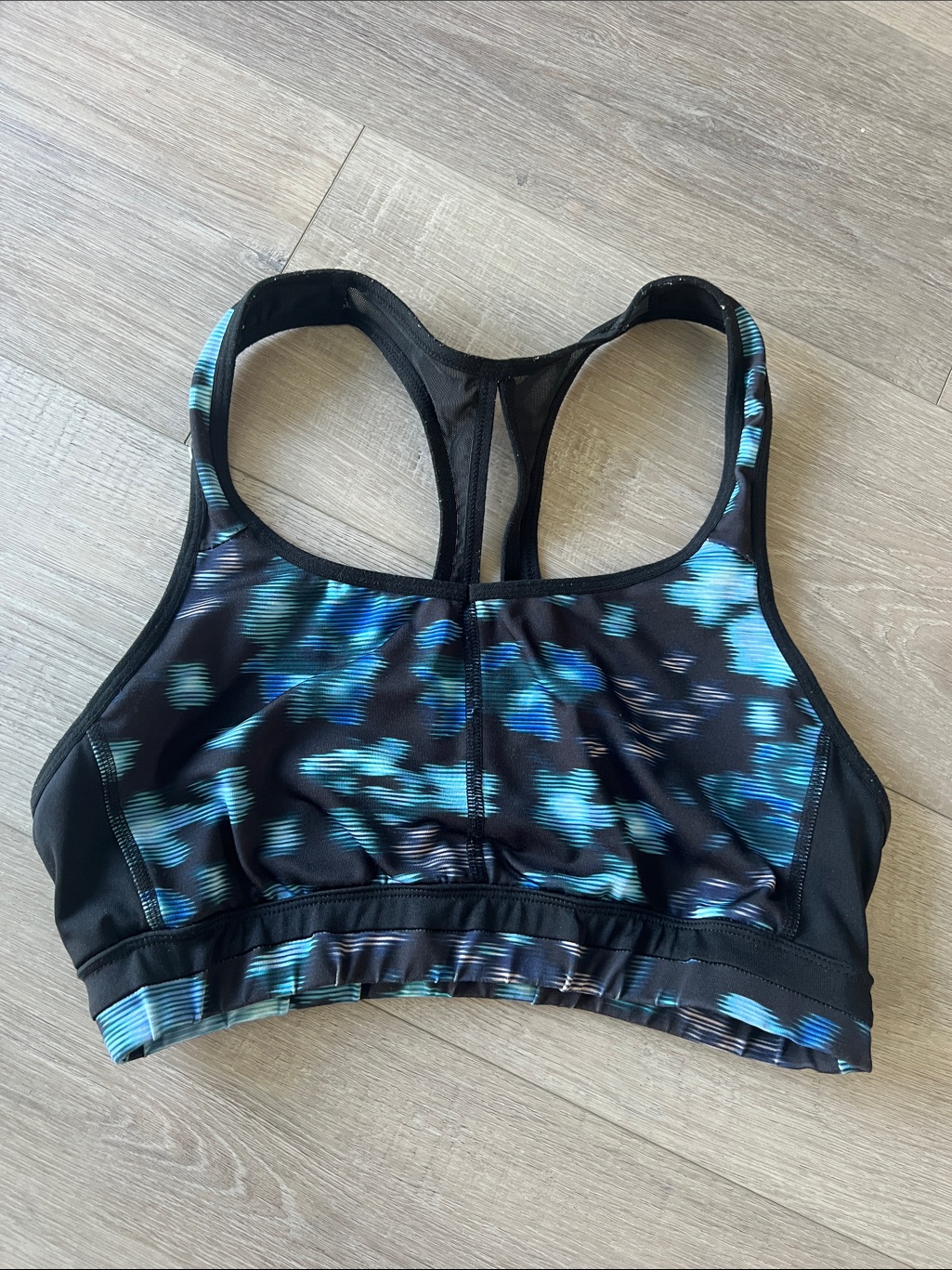 Target Black And Teal Patterned Racerback Sports Bra